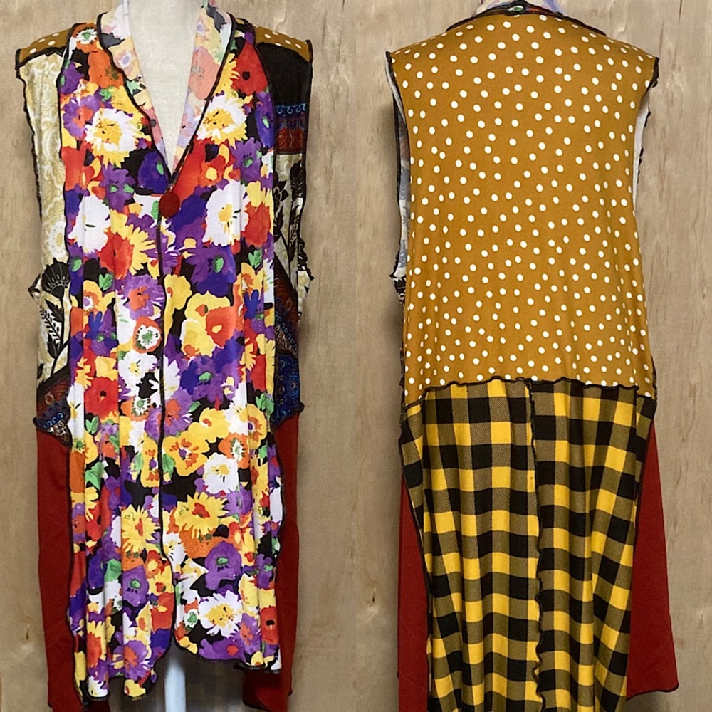 Colorful Floral and Patterned Vest